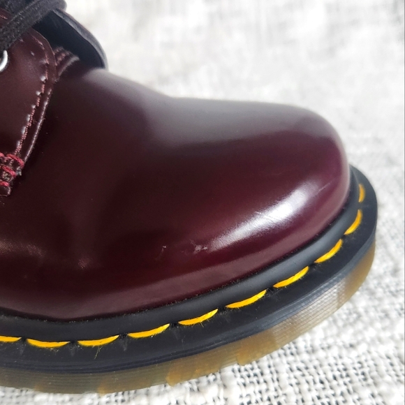 New Dr. Martens Cherry Red Air Wair Vegan RubOff 1460 Lace Up Boots - Picture 5 of 15